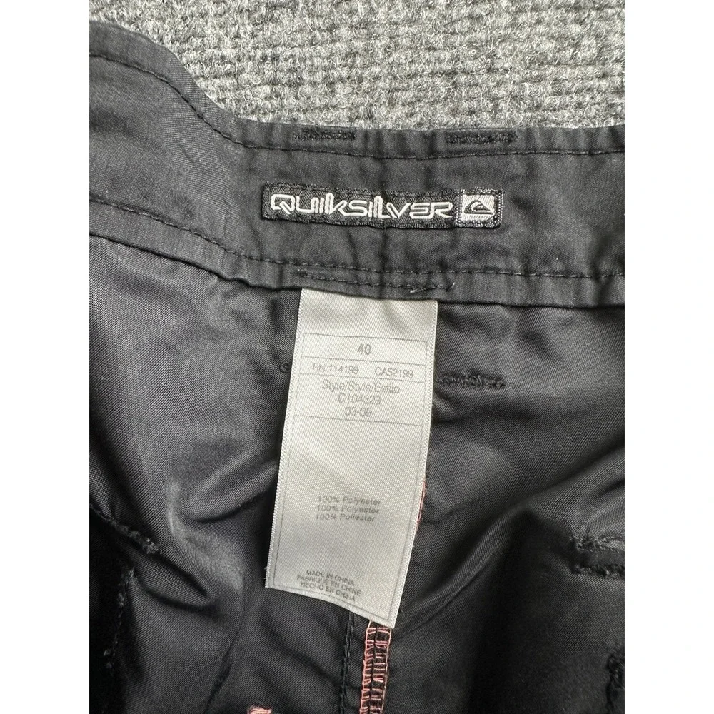 Mens Cargo Shorts Quiksilver Black Lightweight Utility Pockets, Size 40
